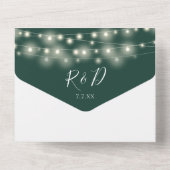 Invitation Tout En Un Emerald Green String Lights QR Code Mariage (Verso)