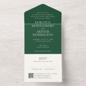 Invitation Tout En Un Emerald vert QR Code moderne Mariage élégant (À l'intérieur)