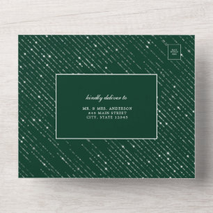 Invitation Tout En Un Émeraude argentée Vert Mariage moderne