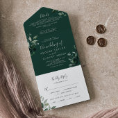 Invitation Tout En Un Émeraude | Mariage Détails verts