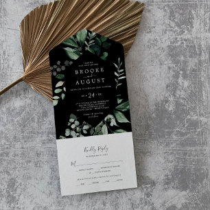 Invitation Tout En Un Émeraude Mariage noir