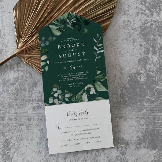 Invitation Tout En Un Émeraude | Mariage vert