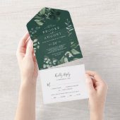 Invitation Tout En Un Émeraude | Mariage vert (Déchirure)