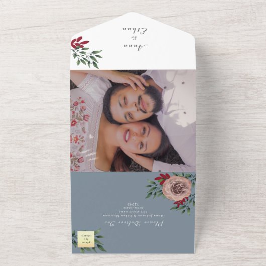 Invitation tout-en-un en bleu foncé (Dehors)