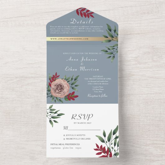 Invitation tout-en-un en bleu foncé (À l'intérieur)