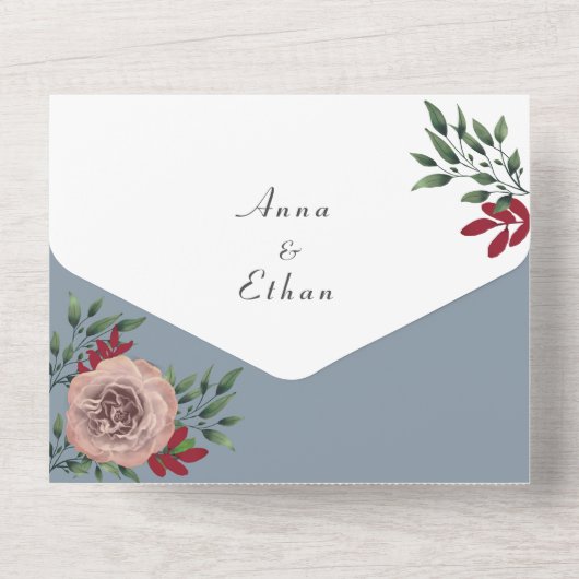 Invitation tout-en-un en bleu foncé (Verso)