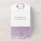 Invitation Tout En Un en espagnol, Élégant Fleurs Violettes Quinceañera  (Dehors)