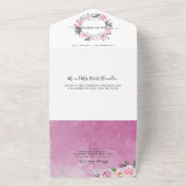Invitation Tout En Un en espagnol, Elegant Fuchsia, Hot Pink Quinceañera (Dehors)