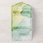 Invitation Tout En Un Encre Abstraite Moderne Jaune Citron Vert (Dehors)