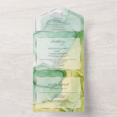 Invitation Tout En Un Encre Abstraite Moderne Jaune Citron Vert (À l'intérieur)