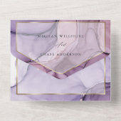 Invitation Tout En Un Encre Abstraite Rose Lavande Élégante (Verso)