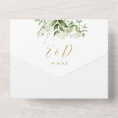Invitation Tout En Un Enfin Arc d'or vert Mariage floral (Verso)