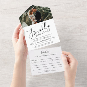 Invitation Tout En Un Enfin célébrer photo mono mariage tardif