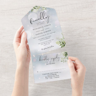 Invitation Tout En Un Enfin la verdure Floral Mariage d'hiver