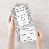 Invitation Tout En Un Ensemble floral gravé (Déchirure)