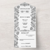 Invitation Tout En Un Ensemble floral gravé (À l'intérieur)