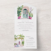 Invitation Tout En Un Entrée de cour marocaine tropicale pour mariage (À l'intérieur)