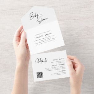 Invitation Tout En Un Enveloppe manuscrite minimaliste moderne tout-en-u