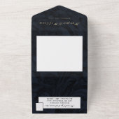 Invitation Tout En Un Enveloppe mariage victorienne bleu foncé (Dehors)