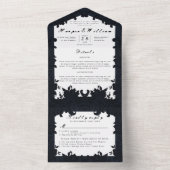 Invitation Tout En Un Enveloppe mariage victorienne bleu foncé (À l'intérieur)