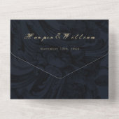 Invitation Tout En Un Enveloppe mariage victorienne bleu foncé (Verso)