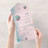 Invitation Tout En Un Espagnol, Fleurs Rustiques Coeur Mariage Mexicain (Déchirure)