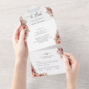 Invitation Tout En Un Espagnol, Photo, Pampas Mariage en herbe Déchets R