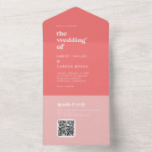 Invitation Tout En Un Été rétro | Mariage rose chaud (À l'intérieur)
