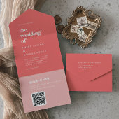 Invitation Tout En Un Été rétro | Mariage rose chaud