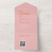 Invitation Tout En Un Été rétro | Mariage rose et orange (À l'intérieur)