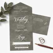 Invitation Tout En Un Ethereal Elegance Sage Whisper Mariage d'aquarelle