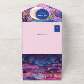 Invitation Tout En Un Étoiles colorées et Mariage de lune (Dehors)