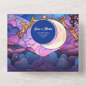 Invitation Tout En Un Étoiles colorées et Mariage de lune (Verso)
