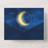 Invitation Tout En Un Étoiles d'or céleste Minuit Bleu Romantique Tout e (Verso)