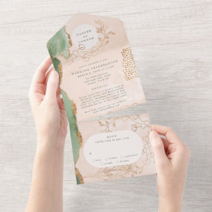 Invitation Tout En Un Eucalyptus   Abstrait moderne FUnKy Mariage Wreath