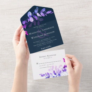 Invitation Tout En Un Eucalyptus Ampersand Chic Marine Mariage