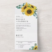 Invitation Tout En Un Eucalyptus aquarelle et Mariage de tournesols (À l'intérieur)