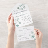 Invitation Tout En Un Eucalyptus Aquarelle Foliage Mariage botanique (Déchirure)