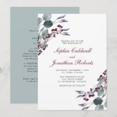 Invitation Tout en un Eucalyptus Berries Pas de Mariage de co (Devant / Derrière)