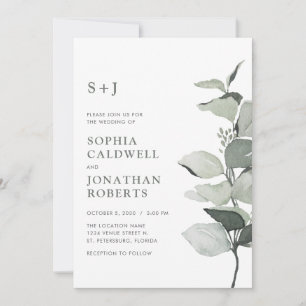 Invitation Tout en un Eucalyptus Botanique Mariage Sage