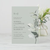 Invitation Tout en un Eucalyptus Botanique Mariage Sage (Debout devant)