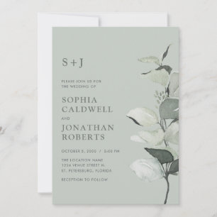 Invitation Tout en un Eucalyptus Botanique Mariage Sage
