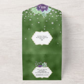 Invitation Tout En Un Eucalyptus cactus émeraude violet shimmer mariage (Dehors)