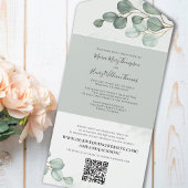 Invitation Tout En Un Eucalyptus Elegant Aquarelle Foliage QR Code