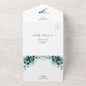 Invitation Tout En Un Eucalyptus Feuille verdure Turquoise Mariage de fe (Dehors)