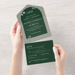 Invitation Tout En Un Eucalyptus Feuilles superposition Mariage Arche