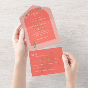 Invitation Tout En Un Eucalyptus Feuilles superposition Mariage Arche