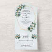 Invitation Tout En Un Eucalyptus Foliage géométrique Mariage moderne (À l'intérieur)