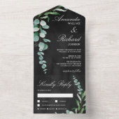 Invitation Tout En Un Éucalyptus Folithe Charcoal Grey Mariage (À l'intérieur)