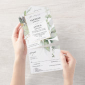 Invitation Tout En Un Eucalyptus Glow Gold Green Mariage V2 (Déchirure)